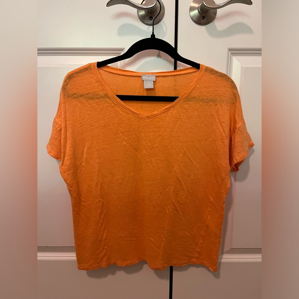 Chico's Vivid Orange Short Sleeve Tee